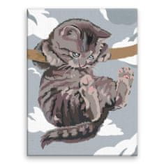 Malujsi Maľovanie podľa čísel - Mačka visí - 30x40 cm, bez dreveného rámu