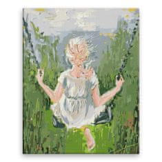 Malujsi Maľovanie podľa čísel - Dievča na hojdačke - 80x100 cm, plátno vypnuté na rám