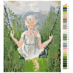Malujsi Maľovanie podľa čísel - Dievča na hojdačke - 80x100 cm, plátno vypnuté na rám
