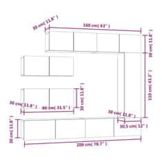 Vidaxl 7-dielna súprava TV skriniek biela spracované drevo