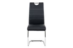 Autronic jedálenská stoličky ekokoža čierna, biele prešitie/nohy kov, chróm HC-481 BK