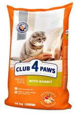 Club4Paws Premium pre dospelé mačky s králikom 14 kg + 1x set Club4Paws s hovadzim mäsom 340g