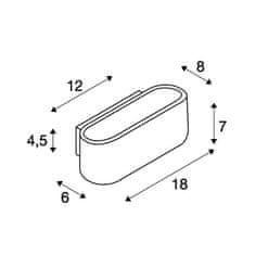 SLV BIG WHITE OSSA 150, nástenné svietidlo, QT-DE12, oválne, up / down, kartáčovaný Al, D / Š / V 18/8/7 cm, max. 100 W 151456