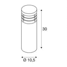 SLV BIG WHITE VAP SLIM 30, vonkajšie stojaca lampa, TC-TSE, IP44, nerezová oceľ kartáčovaná, pr./V 10/30 cm, max. 20 W 230063