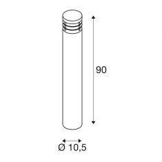 SLV BIG WHITE VAP SLIM 90, vonkajšie stojaca lampa, TC-TSE, IP44, nerezová oceľ kartáčovaná, pr./V 10/90 cm, max. 20 W 230069