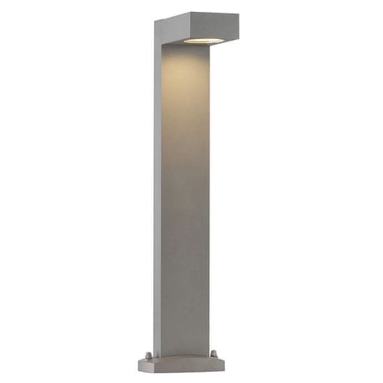 SLV BIG WHITE QUADRASYL 75, vonkajšie stojaca lampa, úsporná žiarovka GX53, IP44, hranatá, striebornosivá, D / Š / V 19 / 22,5 / 75 cm, max. 11 W