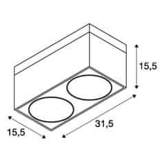 SLV BIG WHITE KARDAMOD, stropné svietidlo, dve žiarovky, QPAR111, obdĺžnikové, čiernej matnej, max. 150 W 117110