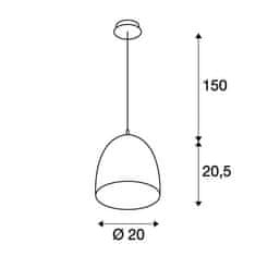 SLV BIG WHITE PARA CONE 20, závesné svietidlo, A60, okrúhle, meď kartáčovaná, priemer. 20 cm, max. 60 W 133009