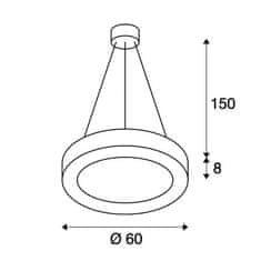 SLV BIG WHITE MEDO RING 60, závesné svietidlo, LED, čierne, priemer. 60 cm, vr. ovládače LED 133840