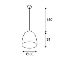 SLV BIG WHITE PARA CONE 30, závesné svietidlo, A60, guľaté, čierne / zlaté, priemer. 30 cm, max. 60 W 133060