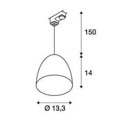 SLV BIG WHITE PARA CONE 14, závesné svietidlo pre vysokonapäťovú 3-fázové prúdovú zbernicu, QPAR51, guľaté, čierne / zlaté, priemer. 13,3 cm