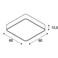 SLV BIG WHITE MEDO 60, stropné svietidlo, LED, 3000K, hranaté, strieborná šedá, 1-10V 1000727