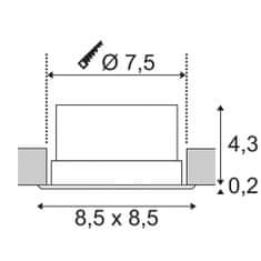 SLV BIG WHITE VERLUX, vstavané svietidlo, LED, 3000K, biele matné, D / Š / H 8,5 / 8,5 / 4,5 cm, 10 W 112682