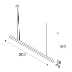 SLV BIG WHITE Q-LINE PD LED vnútorné závesné svietidlo, 2m, BAP, čierna, 4000K 1000930