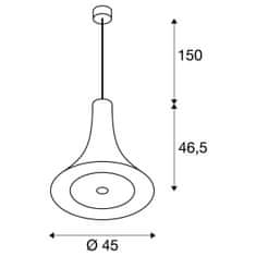 SLV BIG WHITE Bato 45 závesné svietidlo LED, 2700K, čierne 1000435