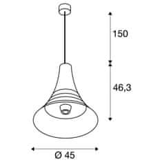 SLV BIG WHITE Bato 45 PD vnútorné závesné svietidlo, čierna, E27, max. 60W 1000433