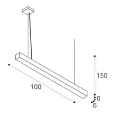 SLV BIG WHITE Q-LINE PD LED vnútorné závesné svietidlo, 1m, BAP, strieborná, 3000K 1000934