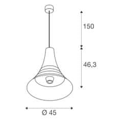 SLV BIG WHITE Bato 45 PD vnútorné závesné svietidlo, čierna / mosadz, E27, max. 60W 1001265