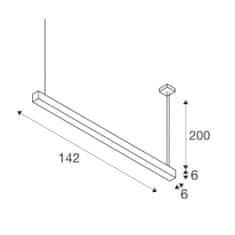 SLV BIG WHITE Q-LINE DALI SINGLE LED závesné svietidlo, stmievateľné, 1 500 mm, čierne 1001309