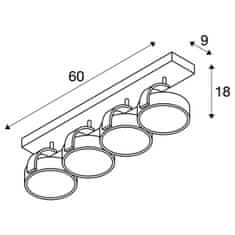 SLV BIG WHITE KALU CW vnútorné nástenné a stropné nadstavbové svietidlo, quad, QPAR111, čierna, 4x75W 1002023