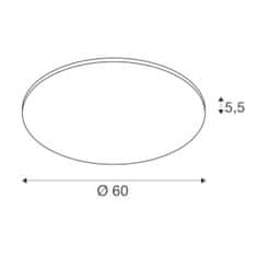 SLV BIG WHITE PANEL 60 okrúhle LED vnútorné stropné nadstavbové svietidlo, striebrošedá, 3000K 1000785