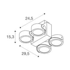 SLV BIG WHITE TEC KALU CW LED vnútorné nástenné a stropné nadstavbové svietidlo, quad, biela / čierna, 24 °, 3000K 1001434