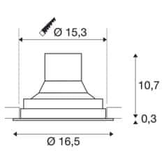 SLV BIG WHITE SUPROS LED vnútorné stropné vstavané svietidlo, čierne, guľaté, 3000K, 60 °, CRI90, 2600lm 1003299