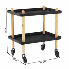 KONDELA Servírovací vozík, prírodná/čierna, PONTO