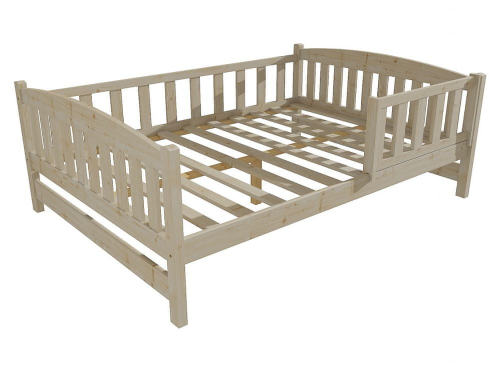 eoshop Detská posteľ DP 002 XL so zábranou (Rozmer: 160 x 200 cm, Farba dreva: surové drevo)