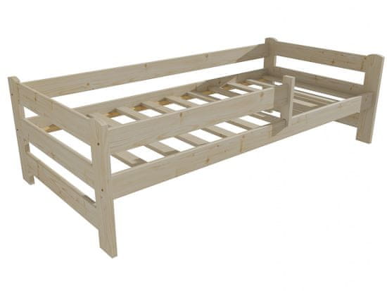 eoshop Detská posteľ DP 019 so zábranou (Rozmer: 90 x 200 cm, Farba dreva: surové drevo)