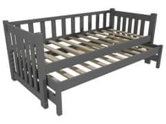 eoshop Detská posteľ s výsuvnou prístelkou DPV 002 (Rozmer: 90 x 200 cm, Farba dreva: farba sivá)