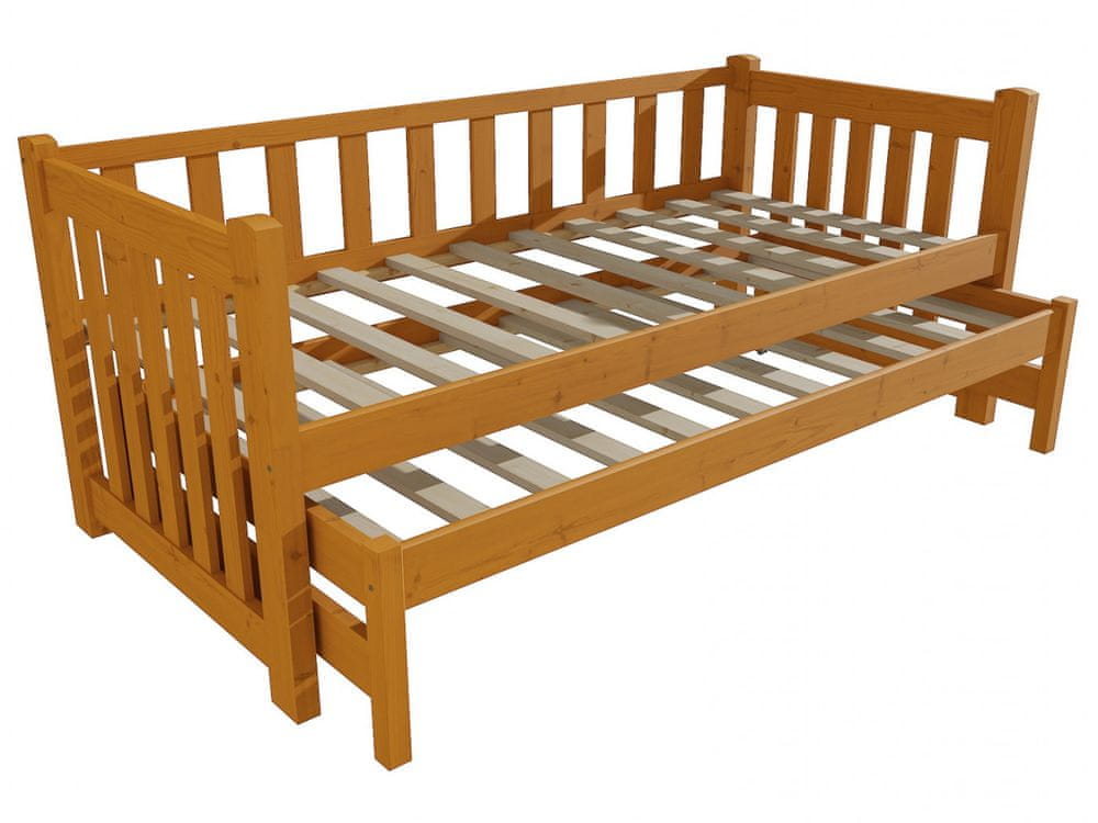 eoshop Detská posteľ s výsuvnou prístelkou DPV 002 (Rozmer: 90 x 180 cm, Farba dreva: morenie jelša)