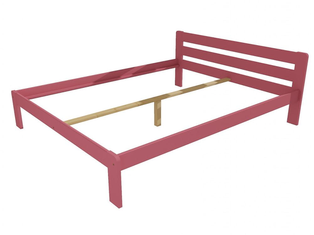 eoshop Manželská posteľ VMK002A masív borovice (Rozmer: 120 x 200 cm, Farba dreva: farba ružová)