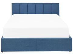 Beliani Čalúnená posteľ s úložným priestorom 140 x 200 cm modrá DREUX