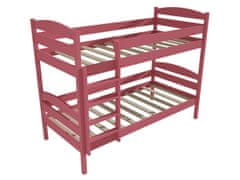 eoshop Poschodová posteľ PP 004 (Rozmer: 80 x 200 cm, Priestor medzi lôžkami: 80 cm, Farba dreva: farba ružová)