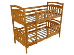 eoshop Poschodová posteľ PP 005 so zábranou (Rozmer: 80 x 200 cm, Priestor medzi lôžkami: 80 cm, Farba dreva: morenie jelša)
