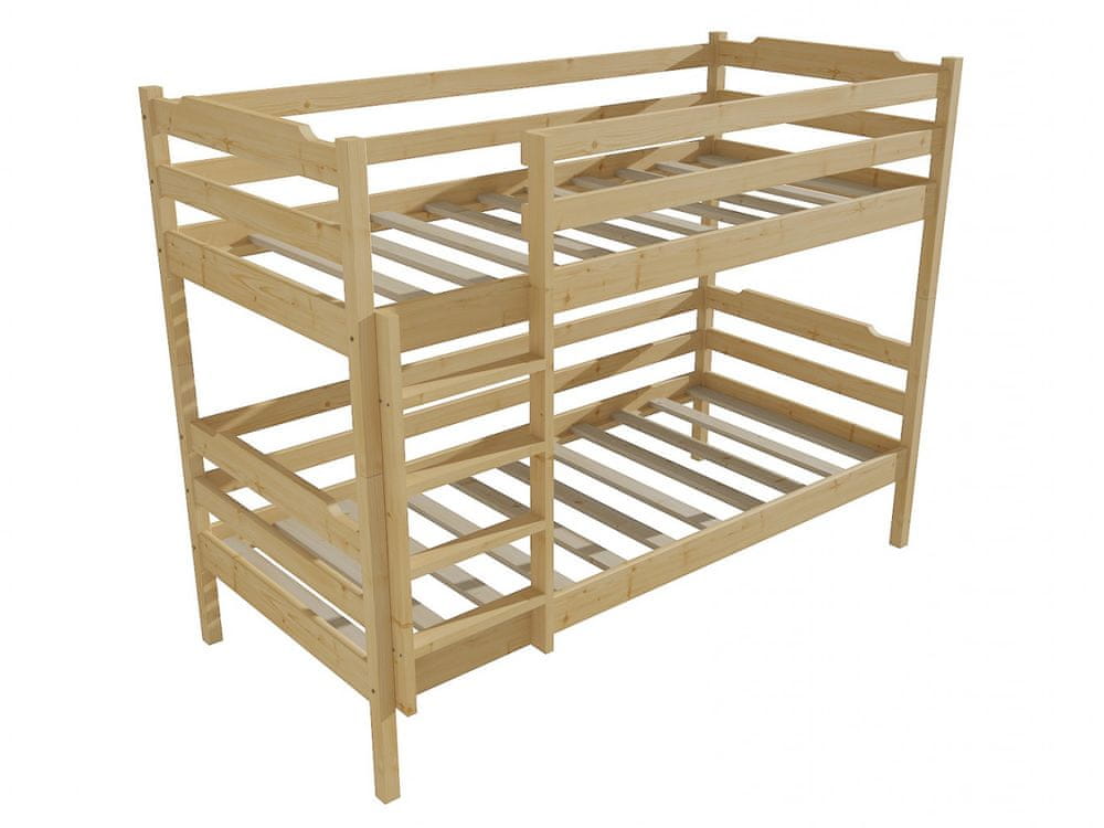 eoshop Poschodová posteľ PP 012 (Rozmer: 80 x 200 cm, Priestor medzi lôžkami: 80 cm, Farba dreva: bezfarebný lak)