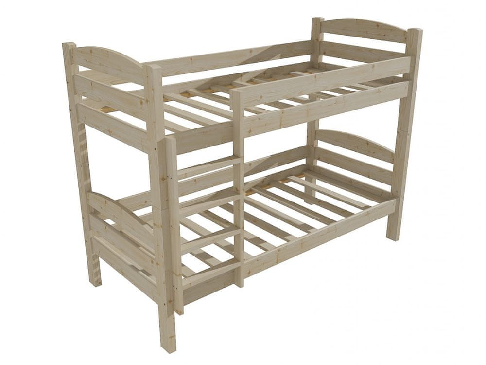 eoshop Poschodová posteľ PP 015 (Rozmer: 80 x 180 cm, Priestor medzi lôžkami: 80 cm, Farba dreva: surové drevo)