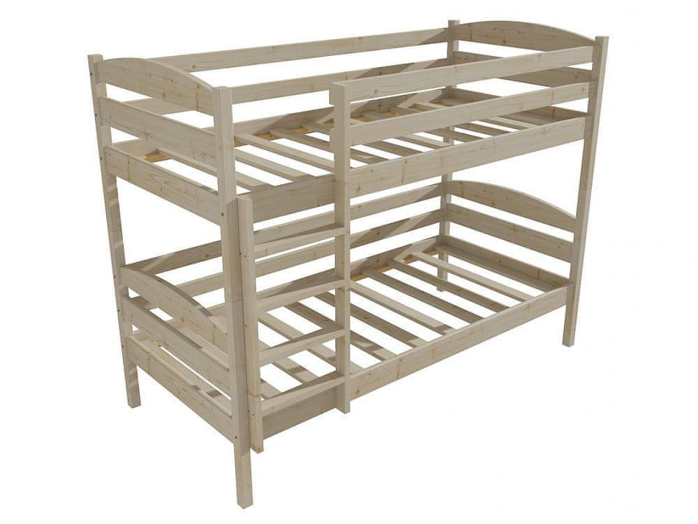 eoshop Poschodová posteľ PP 018 (Rozmer: 80 x 200 cm, Priestor medzi lôžkami: 80 cm, Farba dreva: surové drevo)