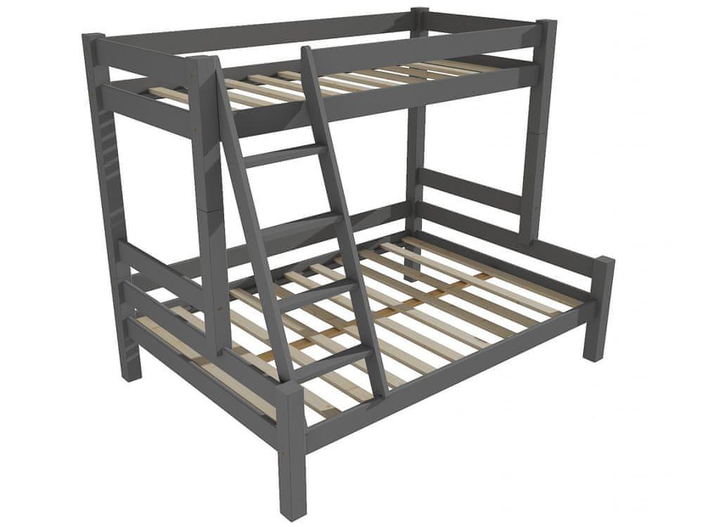 eoshop Poschodová posteľ s rozšíreným spodným lôžkom 8X8 06A (Rozmer: 90/120 x 180 cm, Farba dreva: farba sivá)