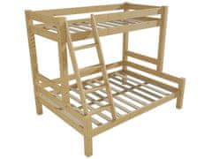 eoshop Poschodová posteľ s rozšíreným spodným lôžkom 8X8 06A (Rozmer: 90/140 x 200 cm, Farba dreva: bezfarebný lak)
