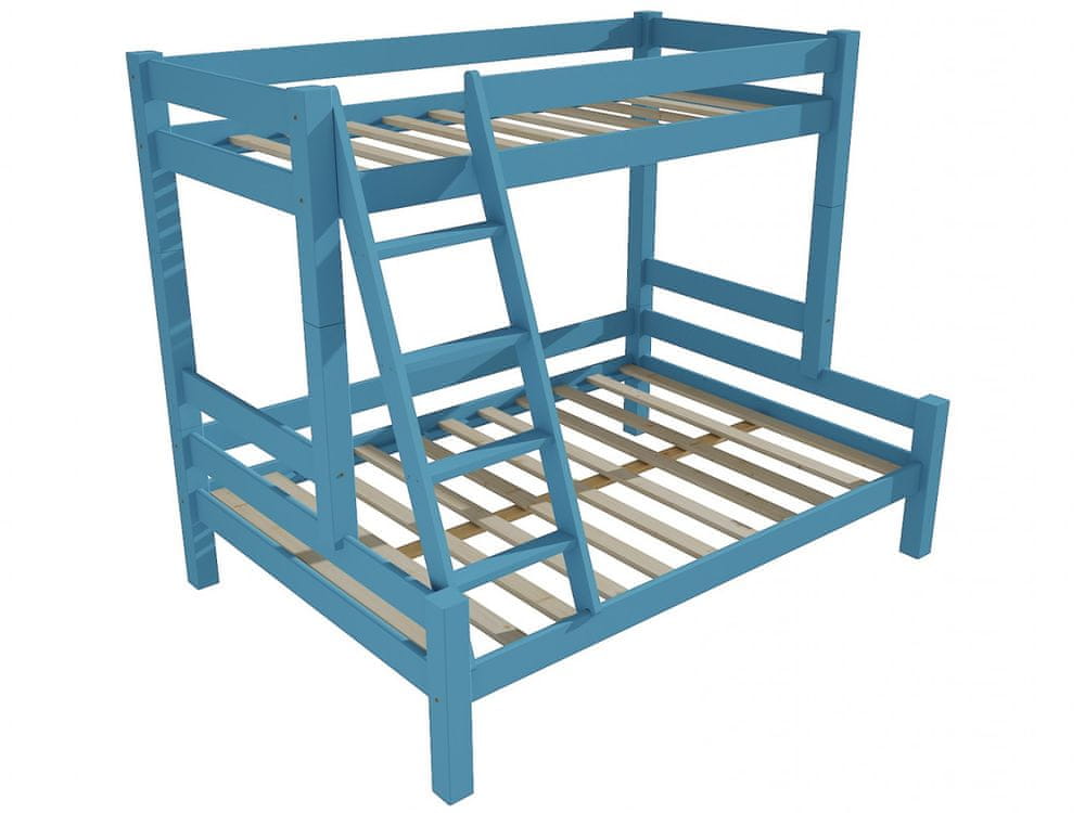eoshop Poschodová posteľ s rozšíreným spodným lôžkom 8X8 06A (Rozmer: 90/160 x 200 cm, Farba dreva: farba modrá)