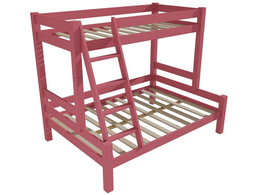 eoshop Poschodová posteľ s rozšíreným spodným lôžkom 8X8 06A (Rozmer: 90/160 x 200 cm, Farba dreva: farba ružová)