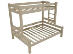 eoshop Poschodová posteľ s rozšíreným spodným lôžkom 8X8 06B (Rozmer: 90/140 x 200 cm, Umiestnenie rebríka: vpravo, Farba dreva: surové drevo)