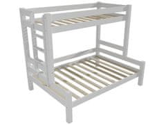 eoshop Poschodová posteľ s rozšíreným spodným lôžkom 8X8 06B (Rozmer: 90/140 x 200 cm, Umiestnenie rebríka: vľavo, Farba dreva: farba biela)