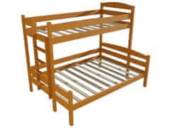 eoshop Poschodová posteľ s rozšíreným spodným lôžkom PPS 001 (Rozmer: 90/140 x 200 cm, Umiestnenie rebríka: vľavo, Farba dreva: morenie jelša)