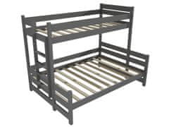 eoshop Poschodová posteľ s rozšíreným spodným lôžkom PPS 003 (Rozmer: 90/140 x 200 cm, Umiestnenie rebríka: vľavo, Farba dreva: farba sivá)