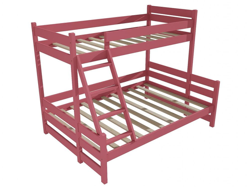 eoshop Poschodová posteľ s rozšíreným spodným lôžkom PPS 004 (Rozmer: 90/120 x 180 cm, Farba dreva: farba ružová)