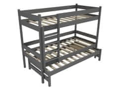 eoshop Poschodová posteľ s výsuvnou prístelkou PPV 013 (Rozmer: 80 x 200 cm, Priestor medzi lôžkami: 80 cm, Farba dreva: farba sivá)