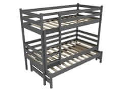 eoshop Poschodová posteľ s výsuvnou prístelkou PPV 015 (Rozmer: 80 x 200 cm, Priestor medzi lôžkami: 80 cm, Farba dreva: farba sivá)